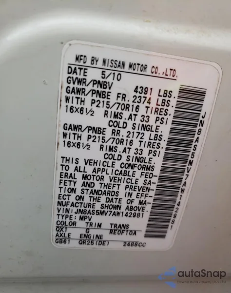 2010 Nissan Rogue S from USA, damaged, VIN JN8AS5MV7AW142981